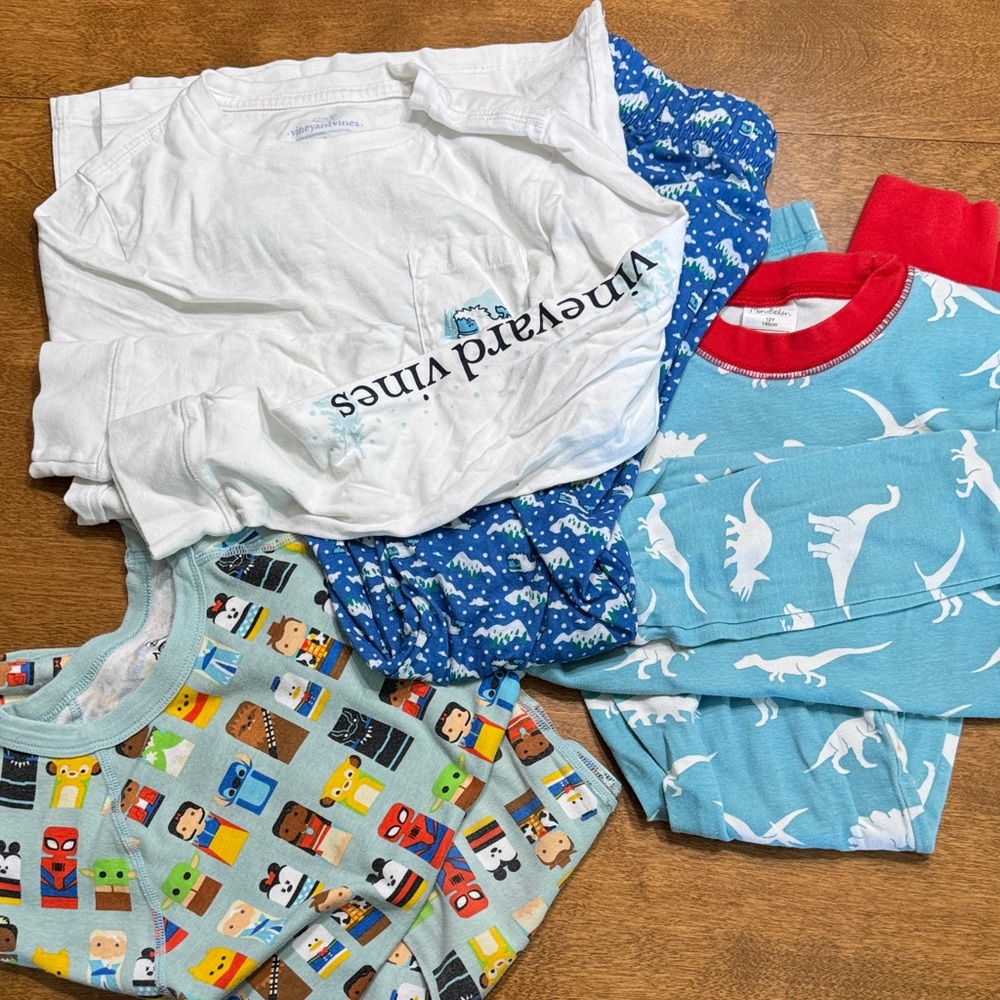 Yeti, Dinosaur and Cartoon Print Kids Pajamas Trio